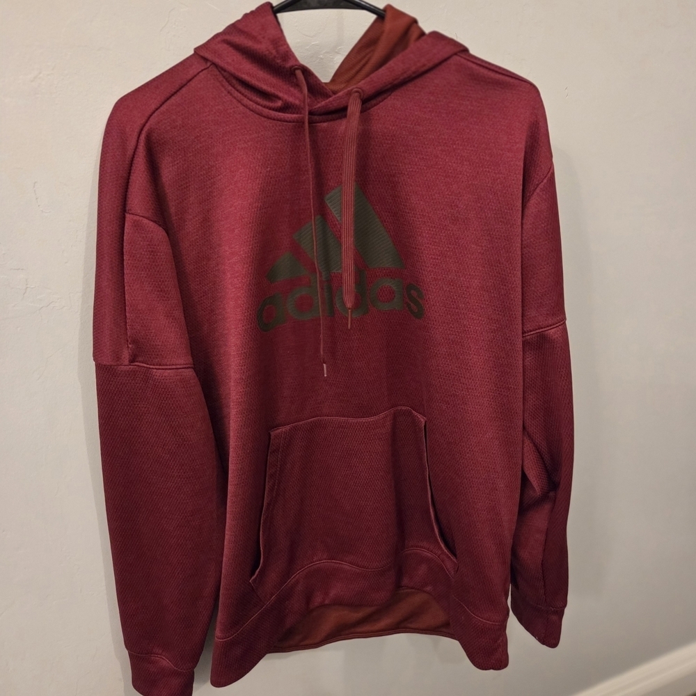 Adidas Men's Maroon Hoodie - Picture 2 of 5